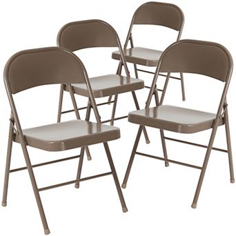 Emma and Oliver 4 Pack Double Braced Black Metal Folding Chair