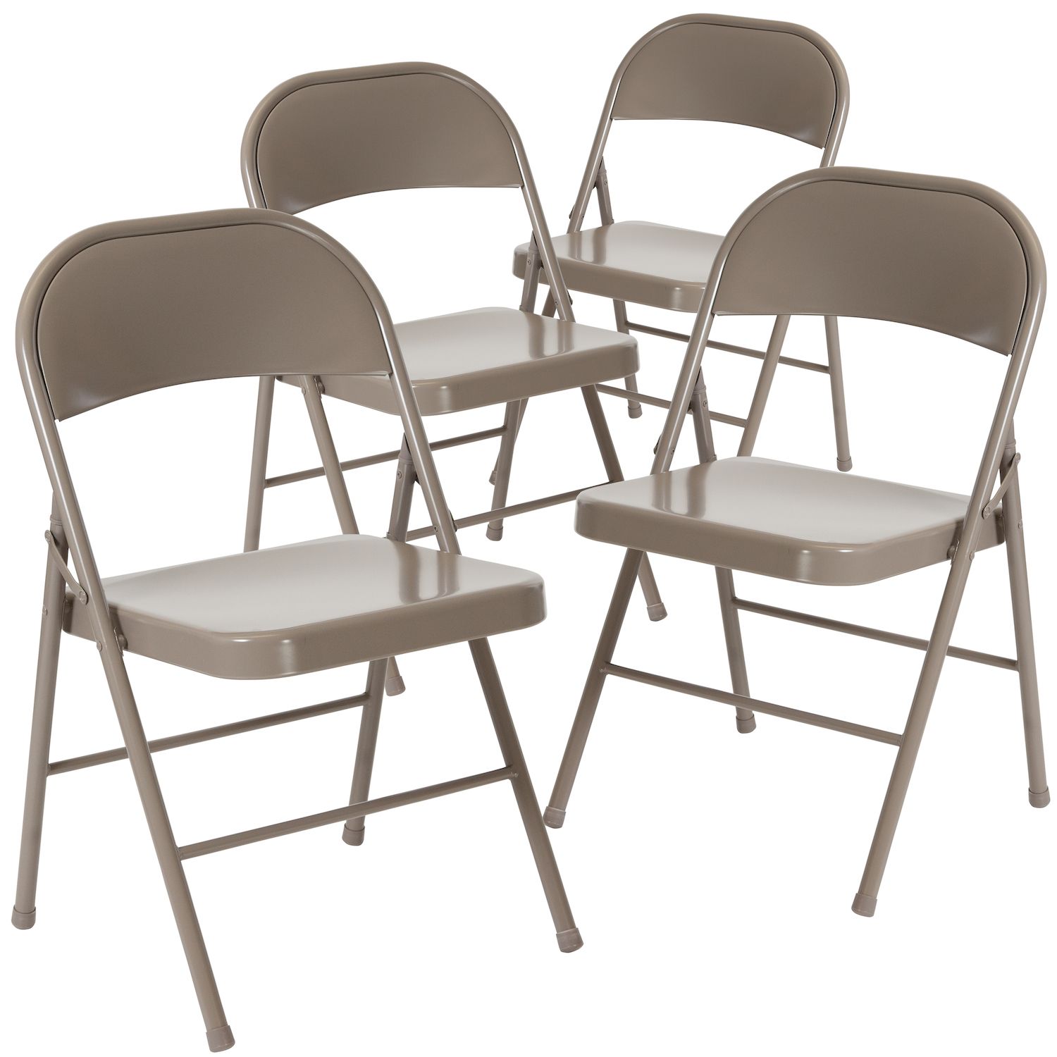 Emma and Oliver 4 Pack Double Braced Gray Metal Folding Chair