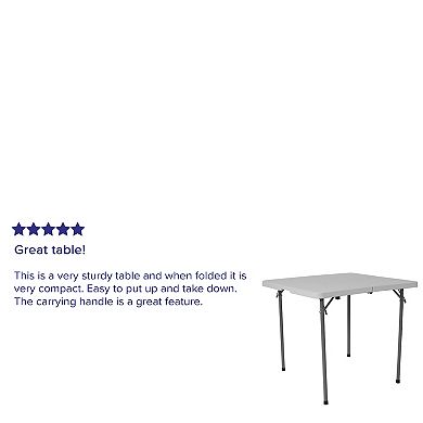 Emma and Oliver 2.79-Foot Square Bi-Fold Granite White Plastic Folding Table w/ Carrying Handle