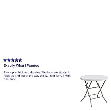 Emma and Oliver 2.63-Foot Round Granite White Plastic Folding Table - Event Table
