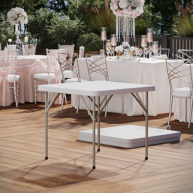 Emma and Oliver 34.25" Square Plastic Folding Table - Event Folding Table