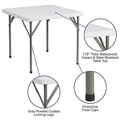 Emma and Oliver 34.25" Square Plastic Folding Table - Event Folding Table