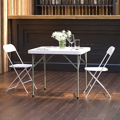 Emma and Oliver 34.25" Square Plastic Folding Table - Event Folding Table