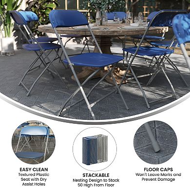 Emma and Oliver Set of 10 Brown Stackable Folding Plastic Chairs - 650 LB Weight Capacity