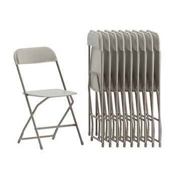 Emma and Oliver Set of 10 Brown Stackable Folding Plastic Chairs - 650 LB Weight Capacity