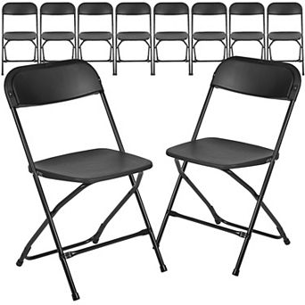Emma and Oliver Set of 10 Brown Stackable Folding Plastic Chairs - 650 LB Weight Capacity
