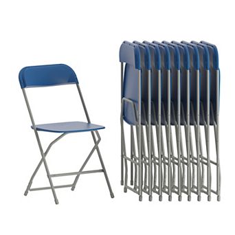Emma and Oliver Set of 10 Brown Stackable Folding Plastic Chairs - 650 LB Weight Capacity