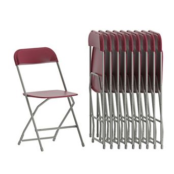 Emma and Oliver Set of 10 Brown Stackable Folding Plastic Chairs - 650 LB Weight Capacity
