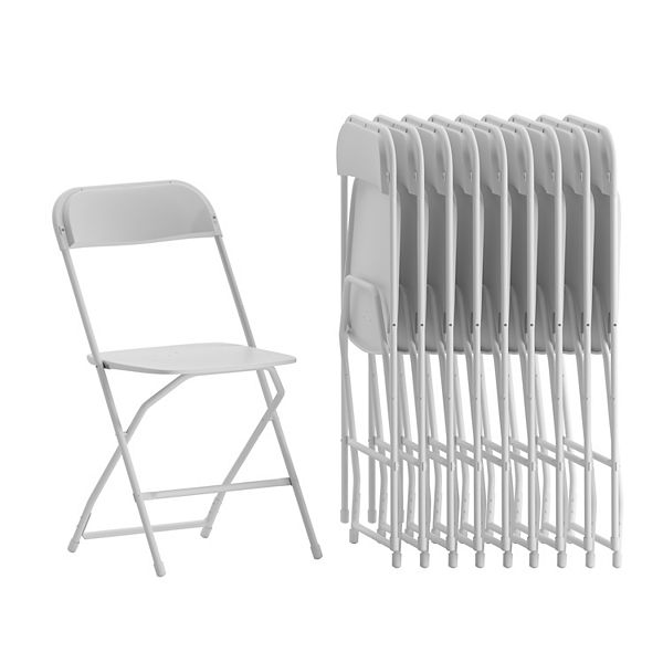 Emma and Oliver Set of 10 Red Stackable Folding Plastic Chairs 650 LB