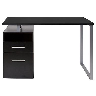 Emma and Oliver Light Ash Wood Grain Finish Computer Desk with Two Drawers