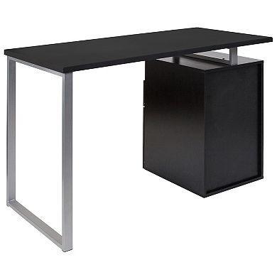 Emma and Oliver Light Ash Wood Grain Finish Computer Desk with Two Drawers