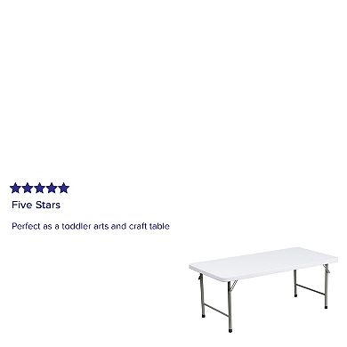 Emma and Oliver 4.93-Foot Kid's Granite White Plastic Folding Activity Table - Play Table
