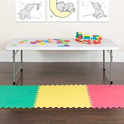 Emma and Oliver 4.93-Foot Kid's Granite White Plastic Folding