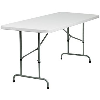 Emma and Oliver 6-Foot Height Adjustable Granite White Plastic Folding Event Table