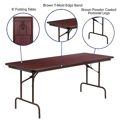 Emma and Oliver 6-Foot High Pressure Mahogany Laminate Folding Banquet & Catering Table