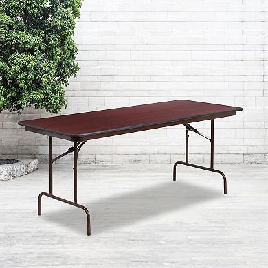 Emma and Oliver 6-Foot High Pressure Mahogany Laminate Folding Banquet & Catering Table