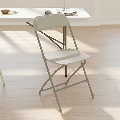 Emma and Oliver Folding Chair - Beige Plastic 6 Pack 650LB Weight Capacity - Event Chair