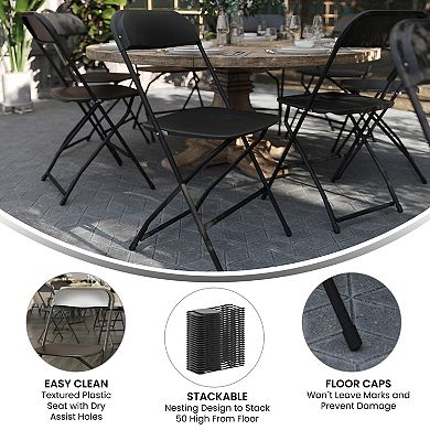 Emma and Oliver Folding Chair - Beige Plastic 6 Pack 650LB Weight Capacity - Event Chair