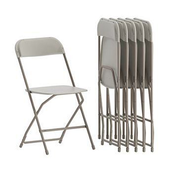 Emma and Oliver Folding Chair - Blue Plastic 6 Pack 650LB Weight Capacity - Event Chair