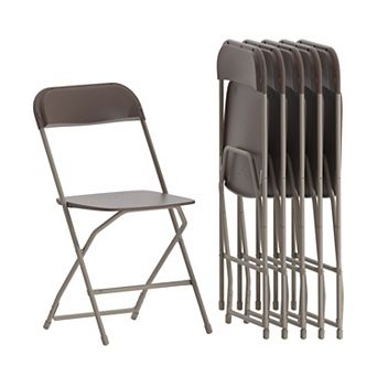 Emma and Oliver Folding Chair - Blue Plastic 6 Pack 650LB Weight Capacity - Event Chair