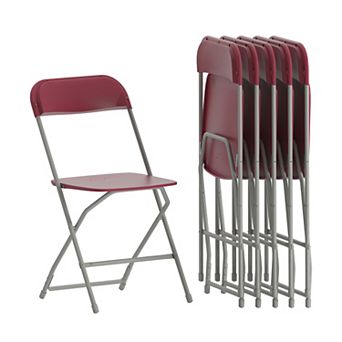 Emma and Oliver Folding Chair - Blue Plastic 6 Pack 650LB Weight Capacity - Event Chair
