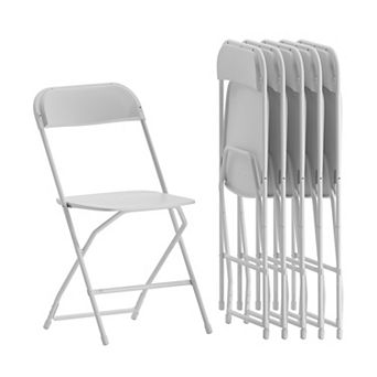 Emma and Oliver Folding Chair - Blue Plastic 6 Pack 650LB Weight Capacity - Event Chair
