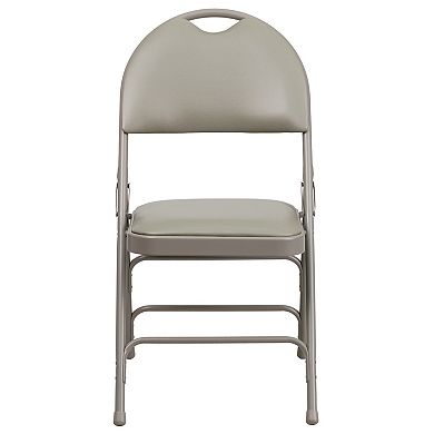 Emma and Oliver 2 Pack Easy-Carry Gray Vinyl Metal Folding Chair