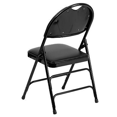 Emma and Oliver 2 Pack Easy-Carry Black Vinyl Metal Folding Chair