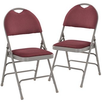 Emma and Oliver 2 Pack Easy-Carry Black Vinyl Metal Folding Chair