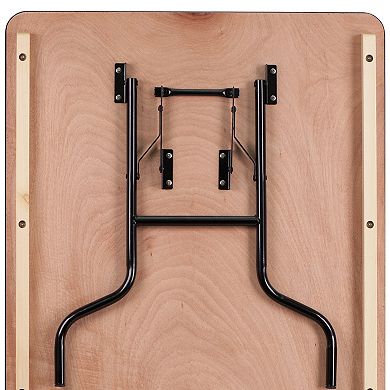 Emma and Oliver 6-Foot Rectangular Wood Folding Banquet Table with Clear Coated Finished Top