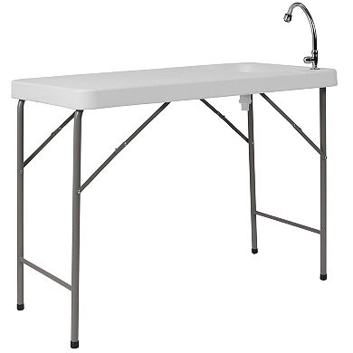 Emma and Oliver 4-Foot Portable Fish Cleaning Table / Outdoor Camping Table and Sink