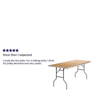 Emma and Oliver 6-Foot Rectangular Birchwood Folding Banquet Table with Corner Guards