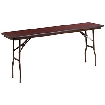 Emma and Oliver 6-Foot Mahogany Melamine Laminate Folding Training/Seminar Table - Event Table