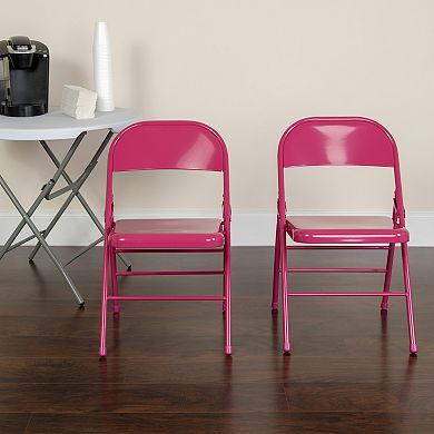 Emma and Oliver 4 Pack Colorful Tantalizing Teal Triple Braced Metal Folding Chair