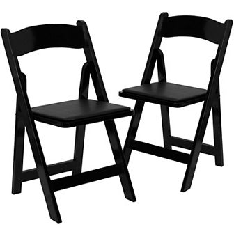 Emma and Oliver 2 Pack Fruitwood Wood Folding Chair with Vinyl Padded Seat