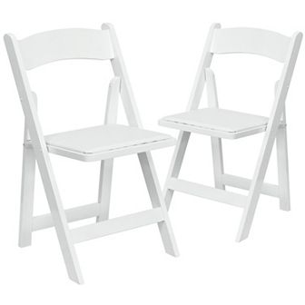 Emma and Oliver 2 Pack Fruitwood Wood Folding Chair with Vinyl Padded Seat