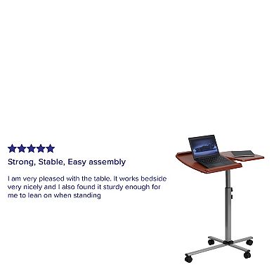 Emma and Oliver Cherry Angle and Height Adjustable Mobile Laptop Computer Table