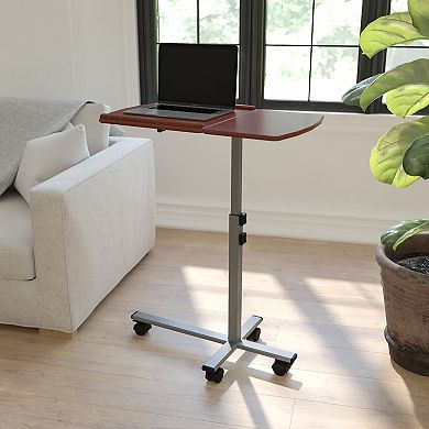 Emma and Oliver Cherry Angle and Height Adjustable Mobile Laptop Computer Table