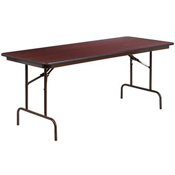 Emma and Oliver 6-Foot Mahogany Melamine Laminate Folding Banquet & Catering Table