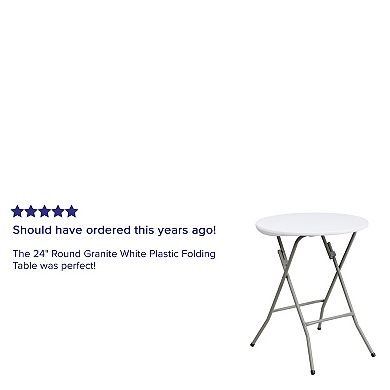 Emma and Oliver 2-Foot Round Granite White Plastic Folding Table - Banquet / Event Folding Table