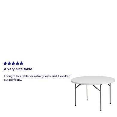 Emma and Oliver 4-Foot Round Granite White Plastic Folding Table - Banquet / Event Folding Table