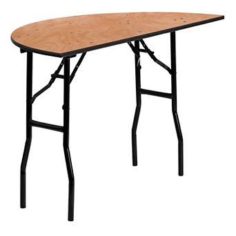 Emma and Oliver 4-Foot Half-Round Wood Folding Banquet Table - Event & Catering Table