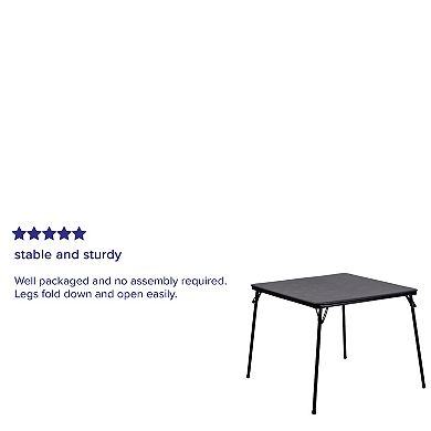Emma and Oliver Gray Foldable Card Table with Vinyl Table Top - Game Table - Portable Table