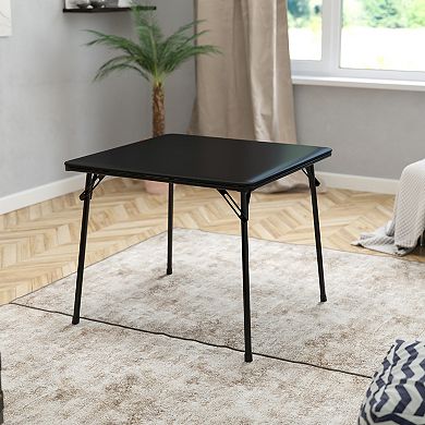 Emma and Oliver Gray Foldable Card Table with Vinyl Table Top - Game Table - Portable Table