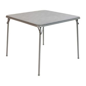 Emma and Oliver Black Foldable Card Table with Vinyl Table Top - Game Table - Portable Table