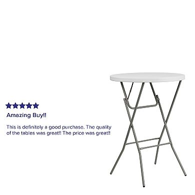 Emma and Oliver 2.6-Foot Round Granite White Plastic Bar Height Folding Event Table