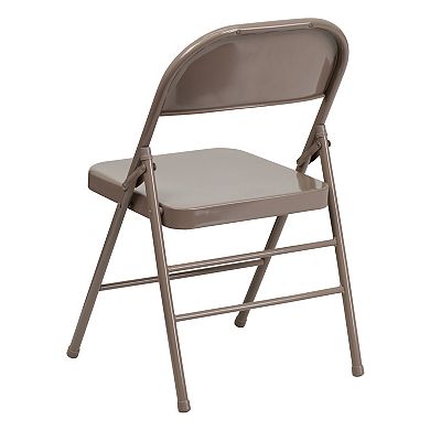 Emma and Oliver 2 Pack Triple Braced & Double Hinged Gray Metal Folding Chair