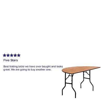 Emma and Oliver 5-Foot Half-Round Wood Folding Banquet Table - Event & Catering Table