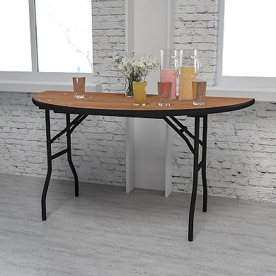 Emma and Oliver 5-Foot Half-Round Wood Folding Banquet Table - Event & Catering Table
