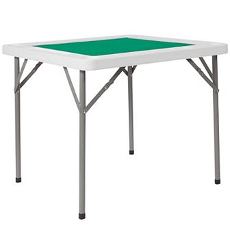 Emma and Oliver 34.5" Square 4-Player Folding Game Table with Felt Surface and Cup Holders